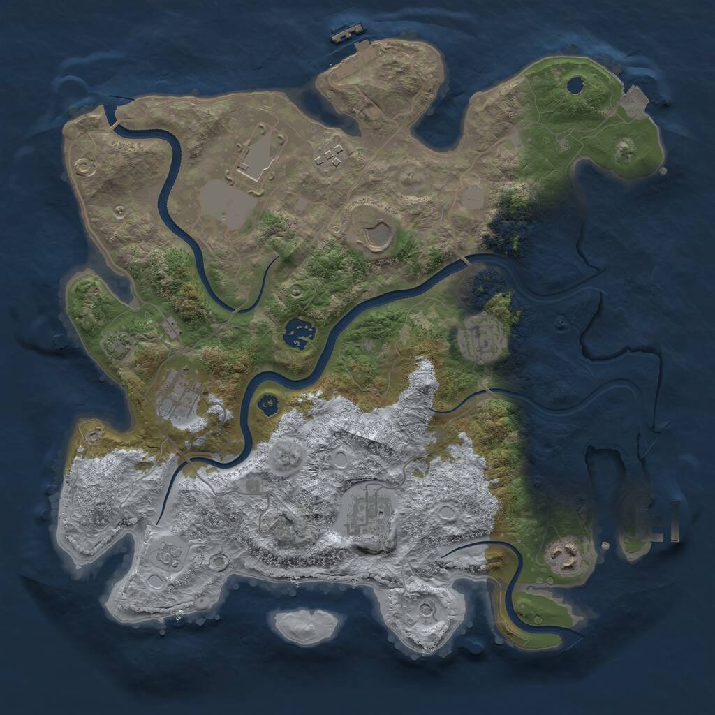 Rust Map: Procedural Map, Size: 3500, Seed: 77777777, 14 Monuments