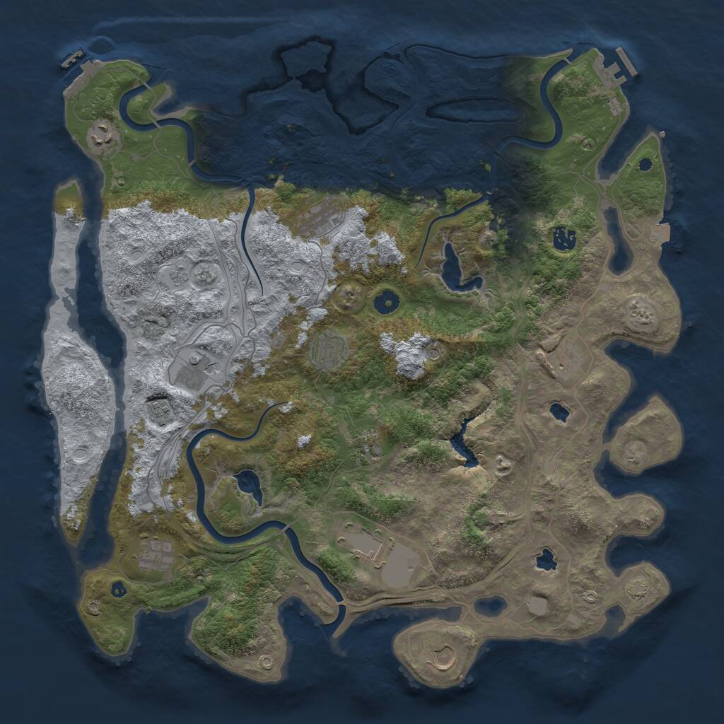 Rust Map: Procedural Map, Size: 4500, Seed: 707189968, 17 Monuments