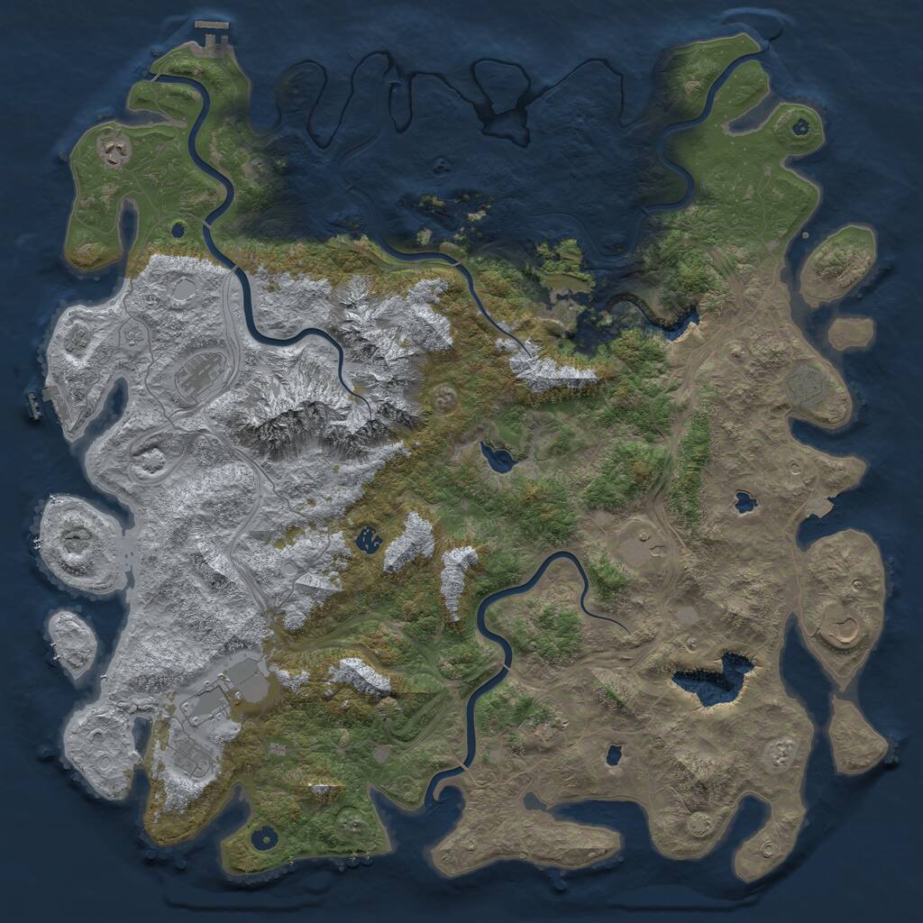 Rust Map: Procedural Map, Size: 5500, Seed: 384758657, 17 Monuments
