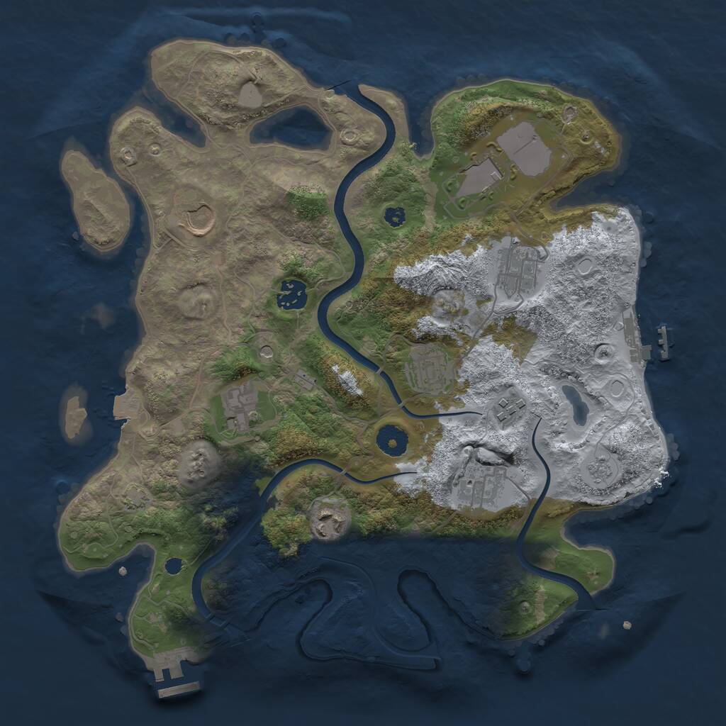 Rust Map: Procedural Map, Size: 3500, Seed: 627310, 15 Monuments