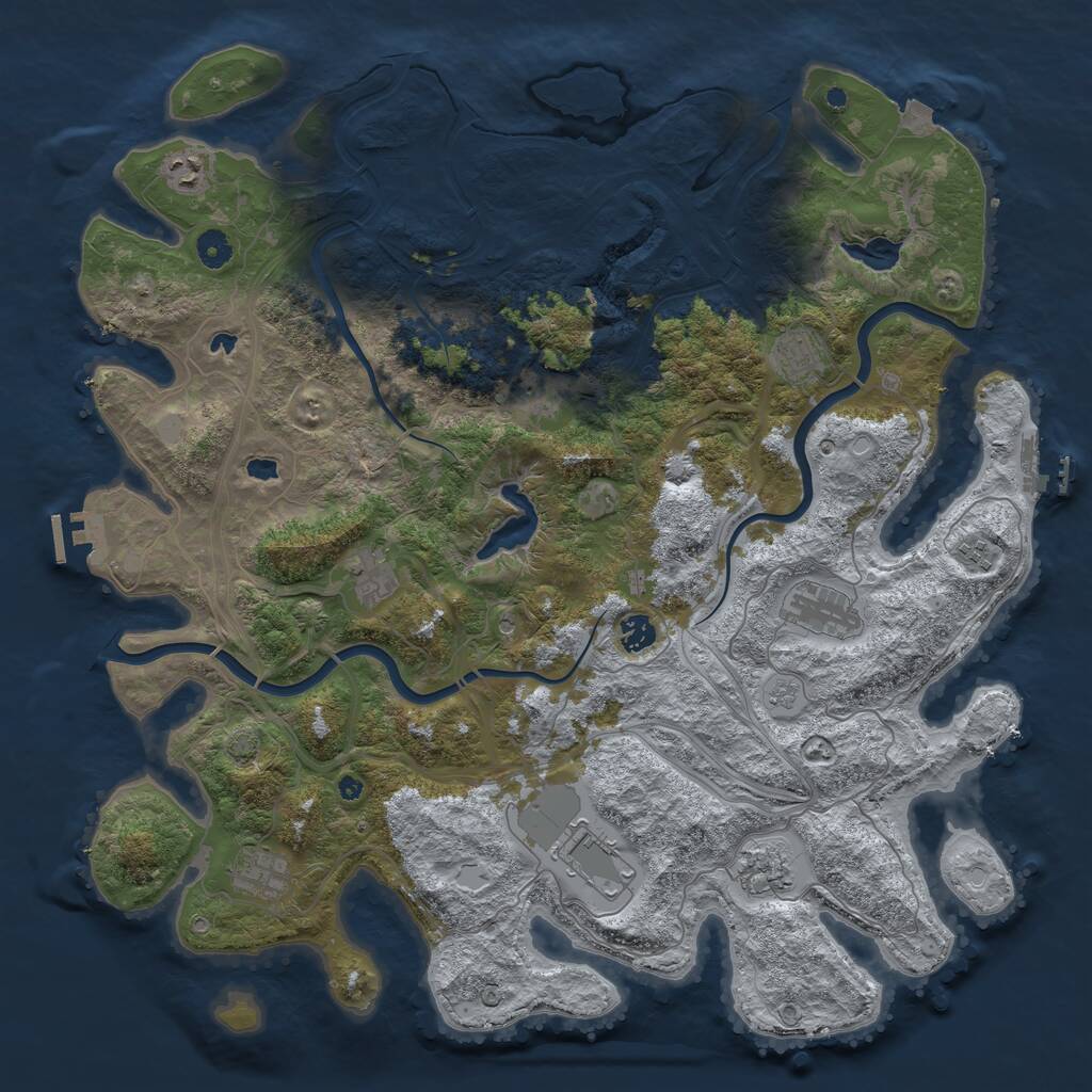 Rust Map: Procedural Map, Size: 4500, Seed: 4674343, 16 Monuments