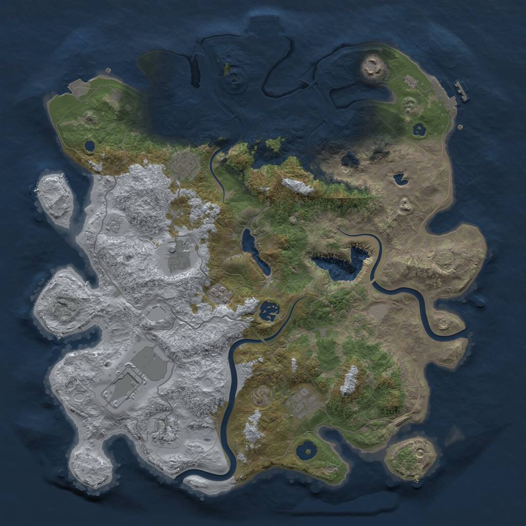 Rust Map: Procedural Map, Size: 4000, Seed: 2429, 14 Monuments