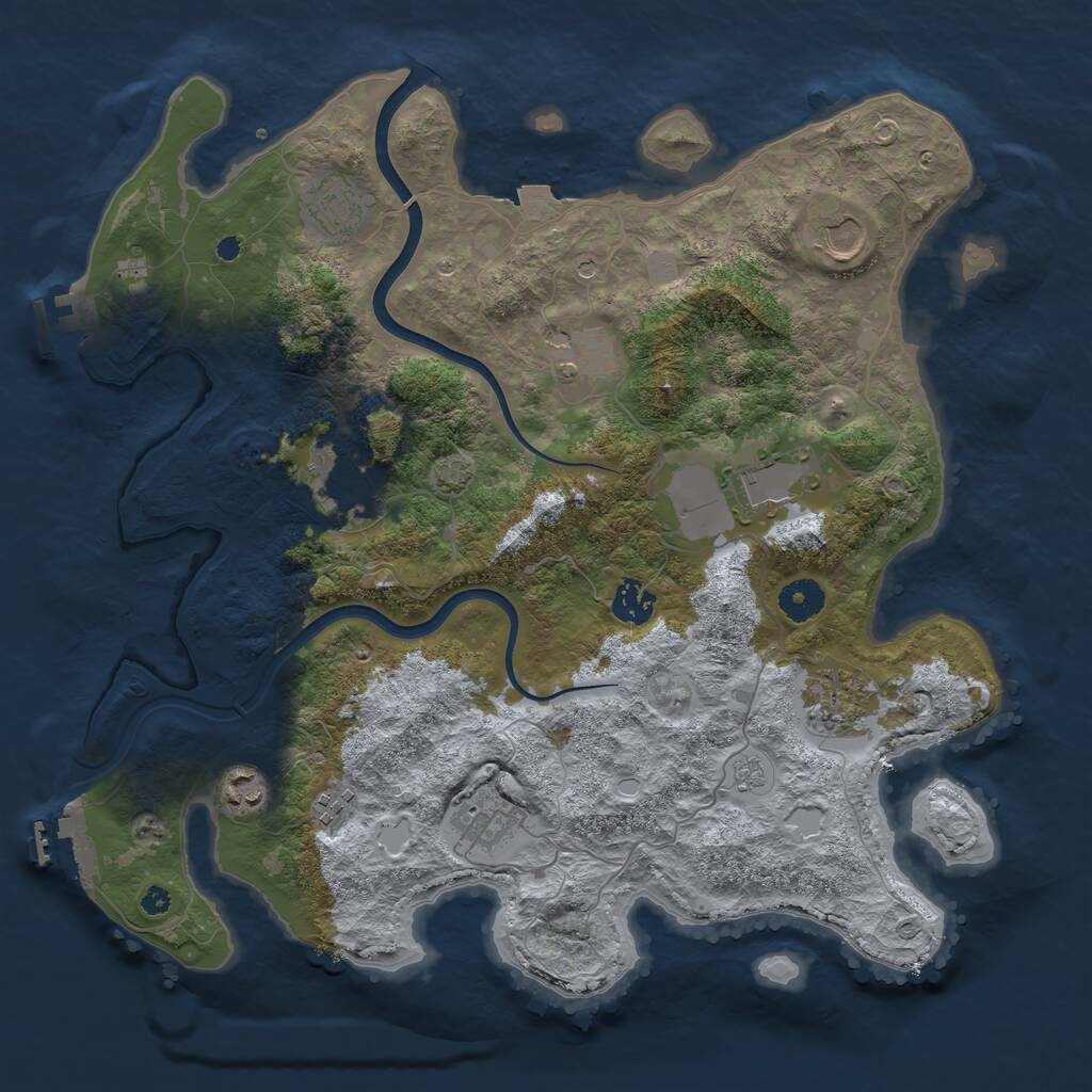 Rust Map: Procedural Map, Size: 3800, Seed: 862911029, 16 Monuments