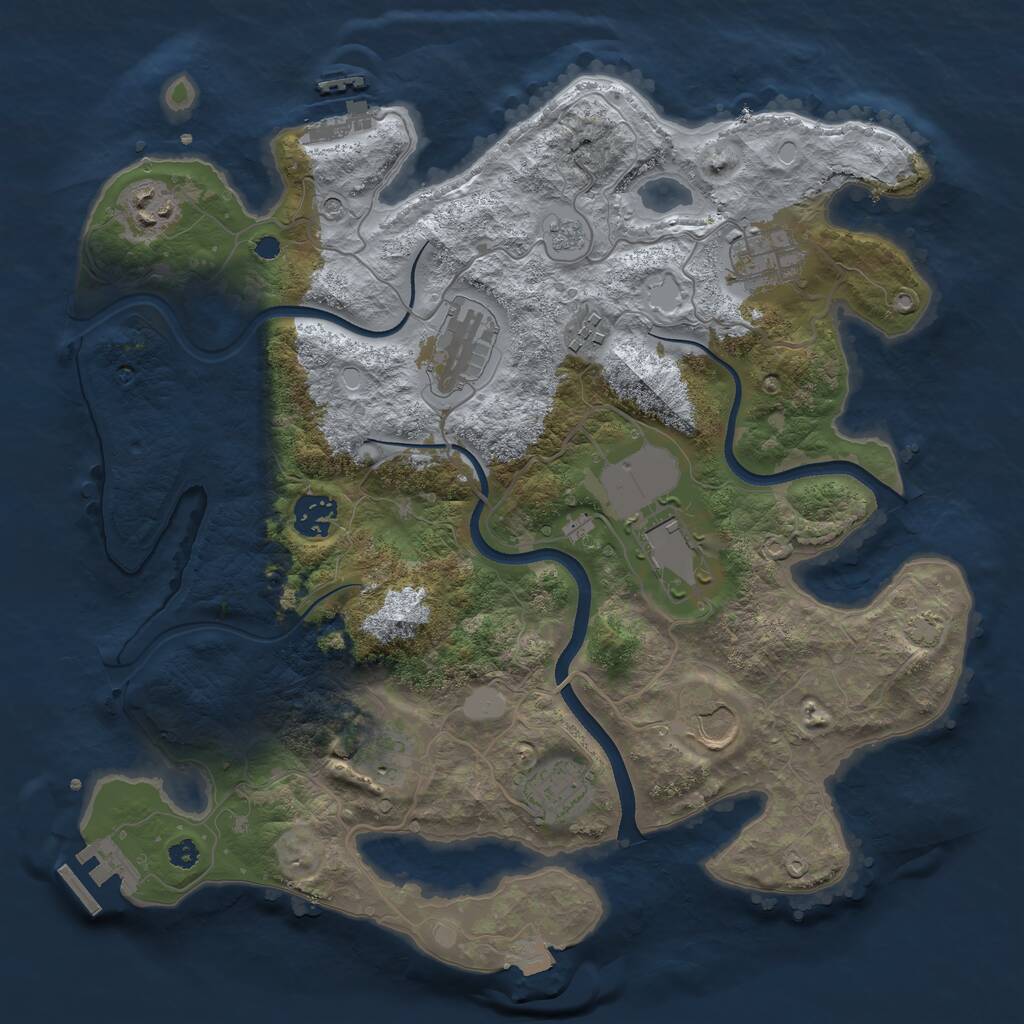 Rust Map: Procedural Map, Size: 3500, Seed: 136562423, 15 Monuments