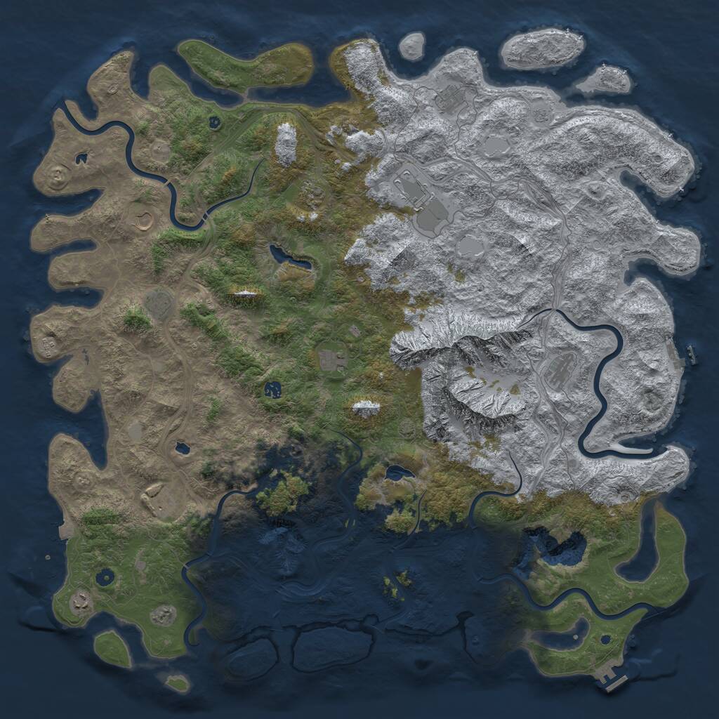 Rust Map: Procedural Map, Size: 6000, Seed: 1936034289, 17 Monuments