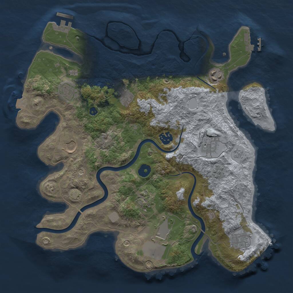 Rust Map: Procedural Map, Size: 3500, Seed: 5252345, 16 Monuments