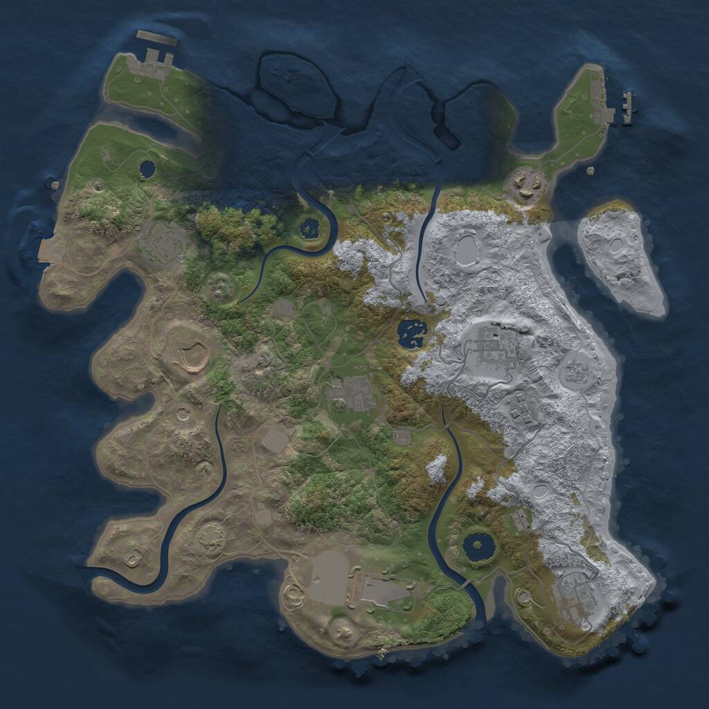 Rust Map: Procedural Map, Size: 3500, Seed: 5252345, 15 Monuments