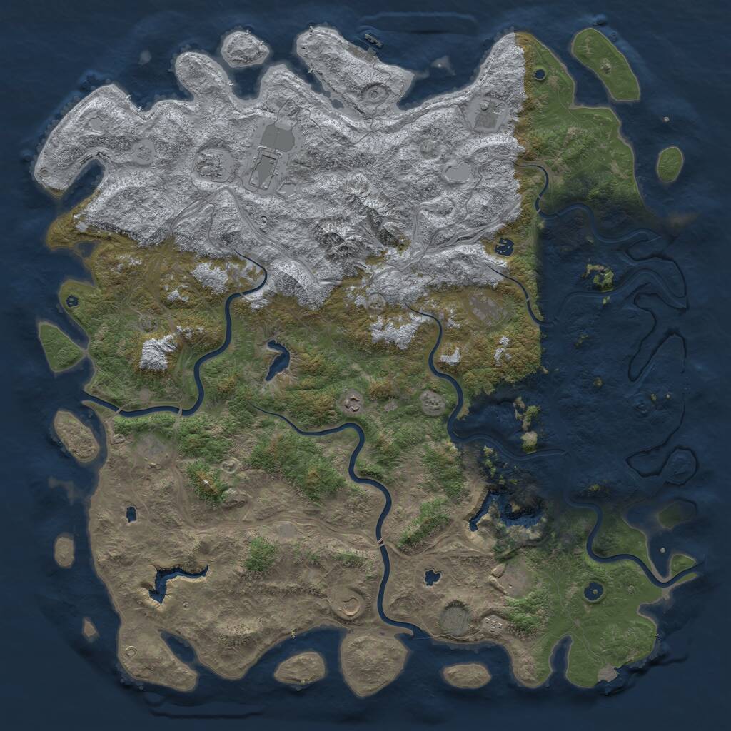 Rust Map: Procedural Map, Size: 6000, Seed: 763458729, 17 Monuments