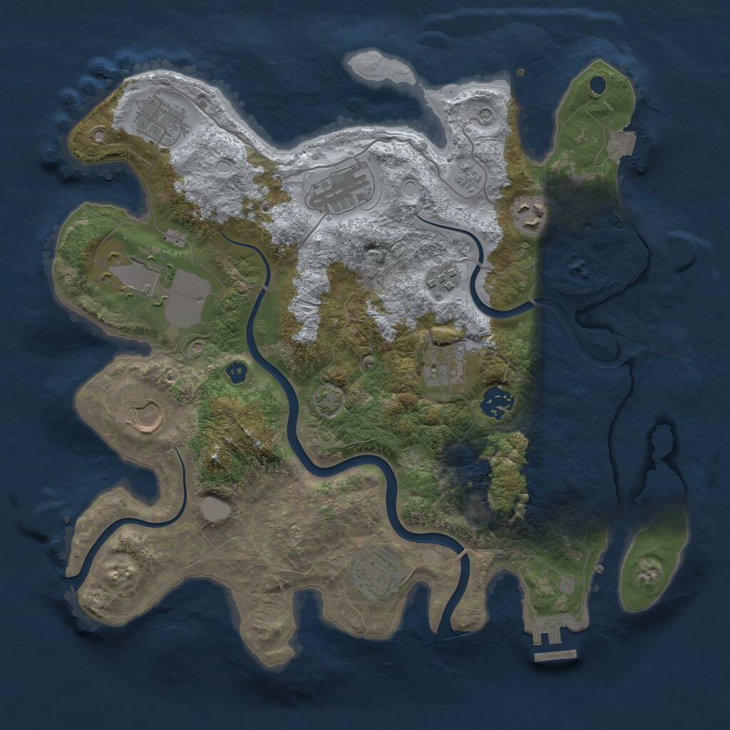 Rust Map: Procedural Map, Size: 3500, Seed: 551664368, 14 Monuments