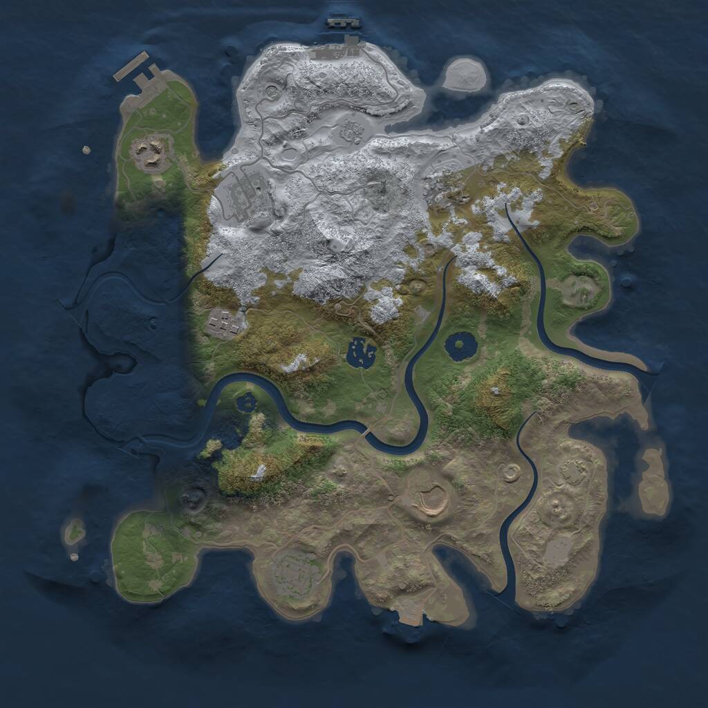 Rust Map: Procedural Map, Size: 3500, Seed: 989954, 13 Monuments