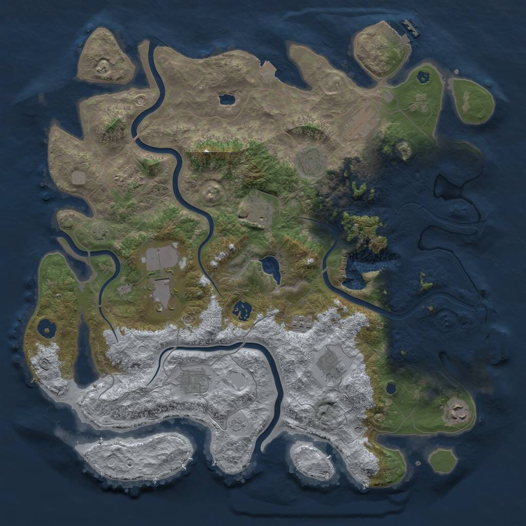 Rust Map: Procedural Map, Size: 4200, Seed: 774427, 16 Monuments