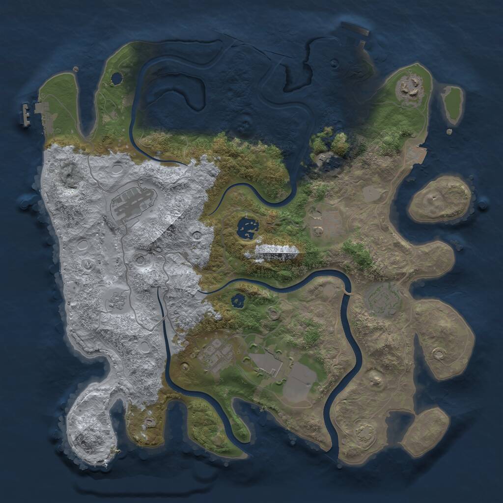 Rust Map: Procedural Map, Size: 3500, Seed: 47135, 14 Monuments