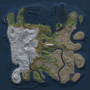 Thumbnail Rust Map: Procedural Map, Size: 3500, Seed: 47135, 14 Monuments
