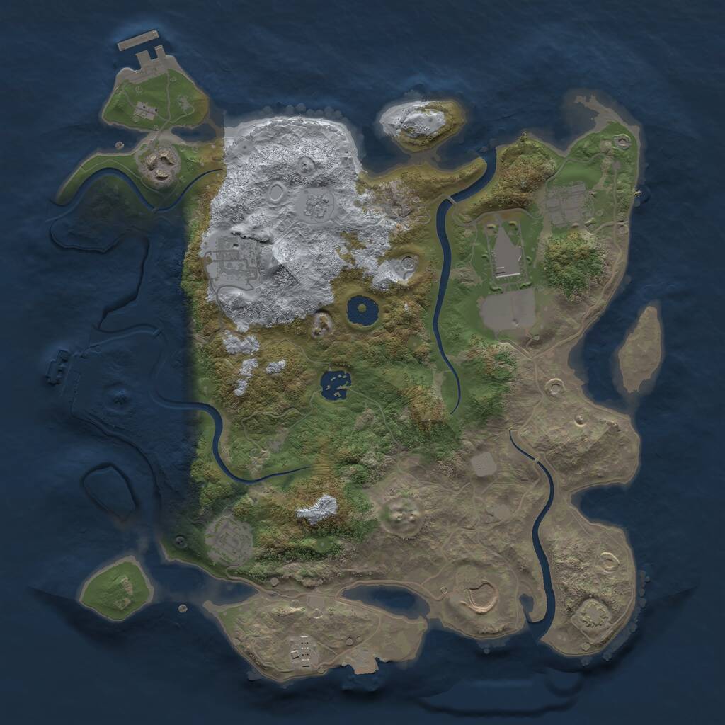 Rust Map: Procedural Map, Size: 3500, Seed: 107684023, 14 Monuments