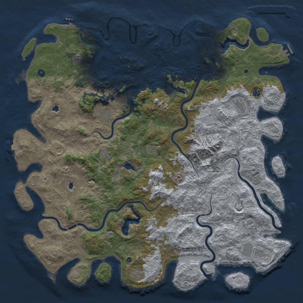 Rust Map: Procedural Map, Size: 6000, Seed: 527544433, 17 Monuments