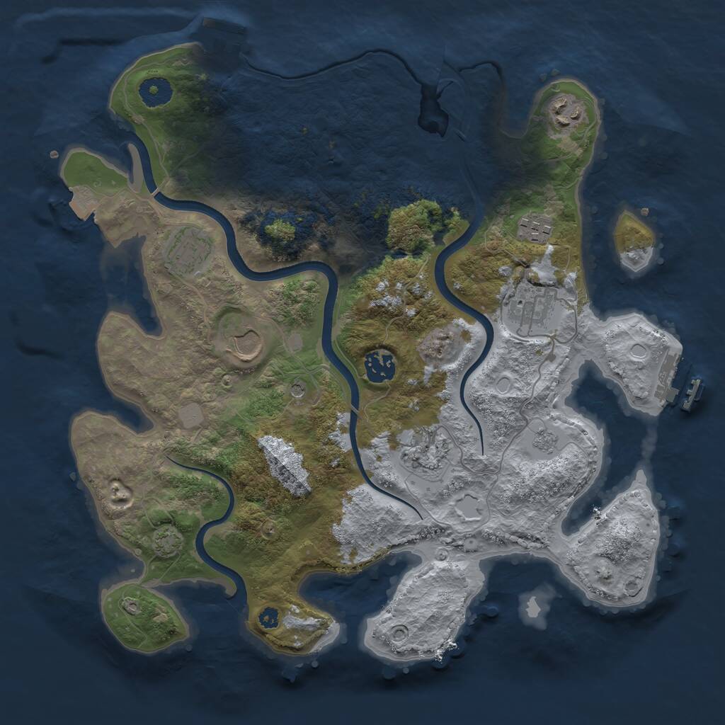 Rust Map: Procedural Map, Size: 3500, Seed: 7587478, 13 Monuments