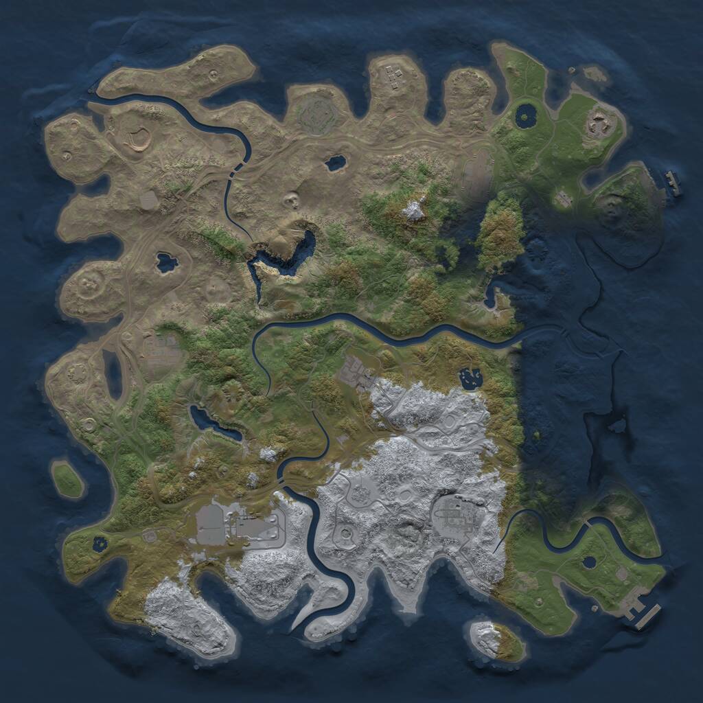 Rust Map: Procedural Map, Size: 4500, Seed: 12504721, 16 Monuments