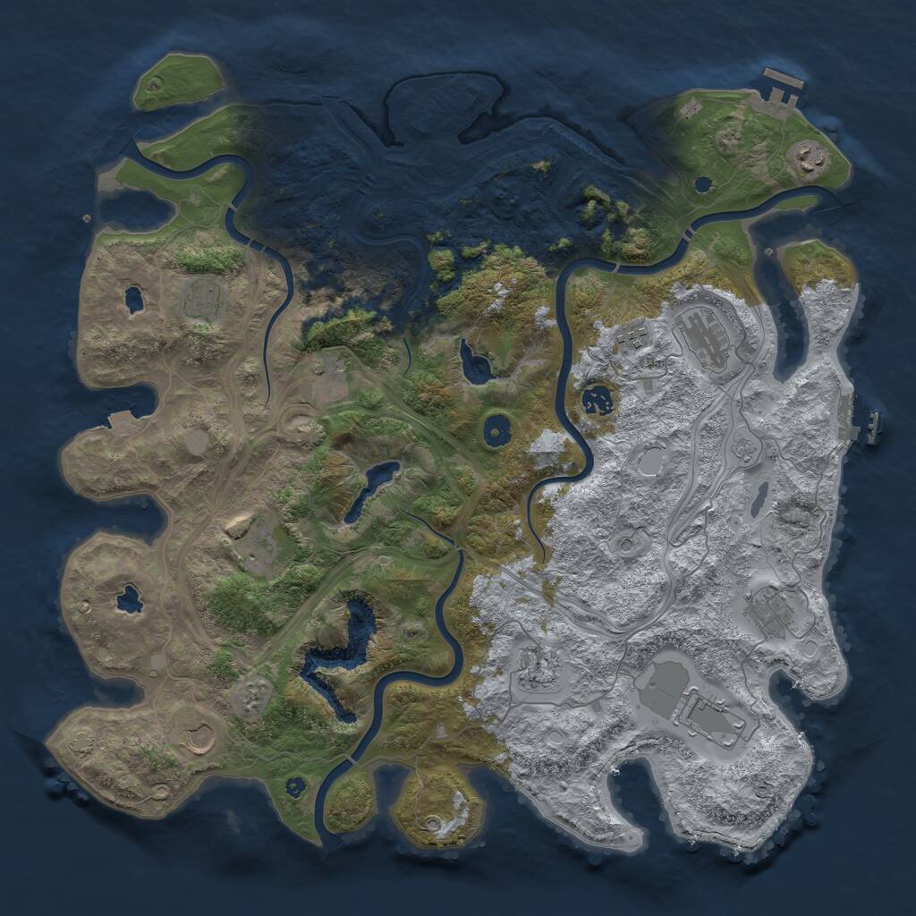 Rust Map: Procedural Map, Size: 4500, Seed: 992153287, 17 Monuments