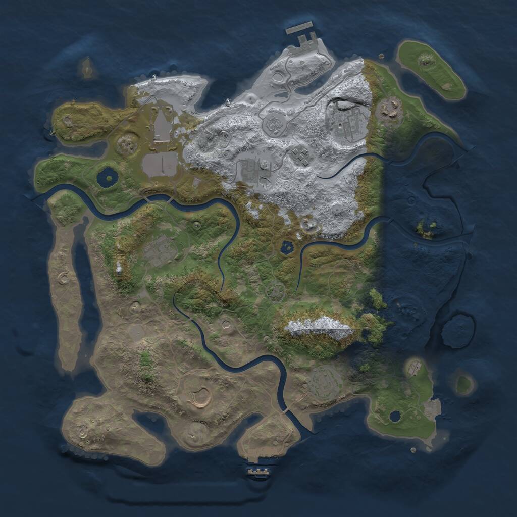 Rust Map: Procedural Map, Size: 3800, Seed: 1236058279, 14 Monuments