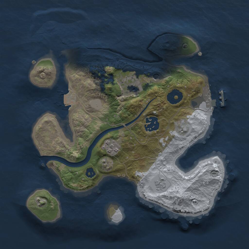 Rust Map: Procedural Map, Size: 2500, Seed: 48996272, 7 Monuments