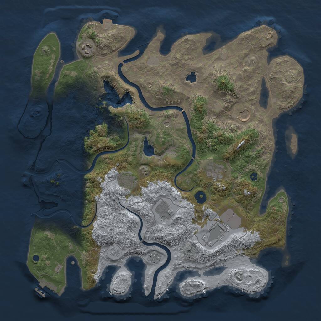 Rust Map: Procedural Map, Size: 4000, Seed: 135729512, 12 Monuments