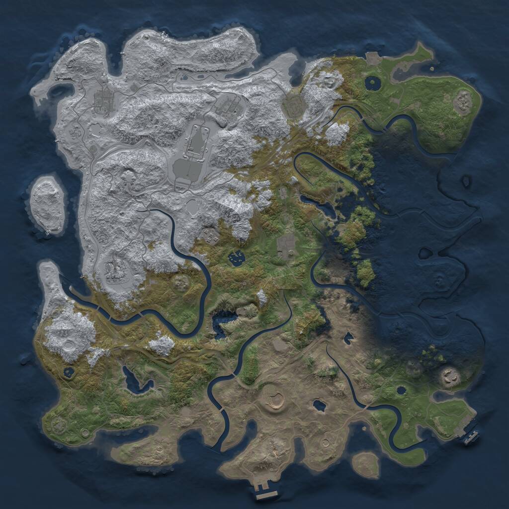 Rust Map: Procedural Map, Size: 4800, Seed: 1912964530, 16 Monuments