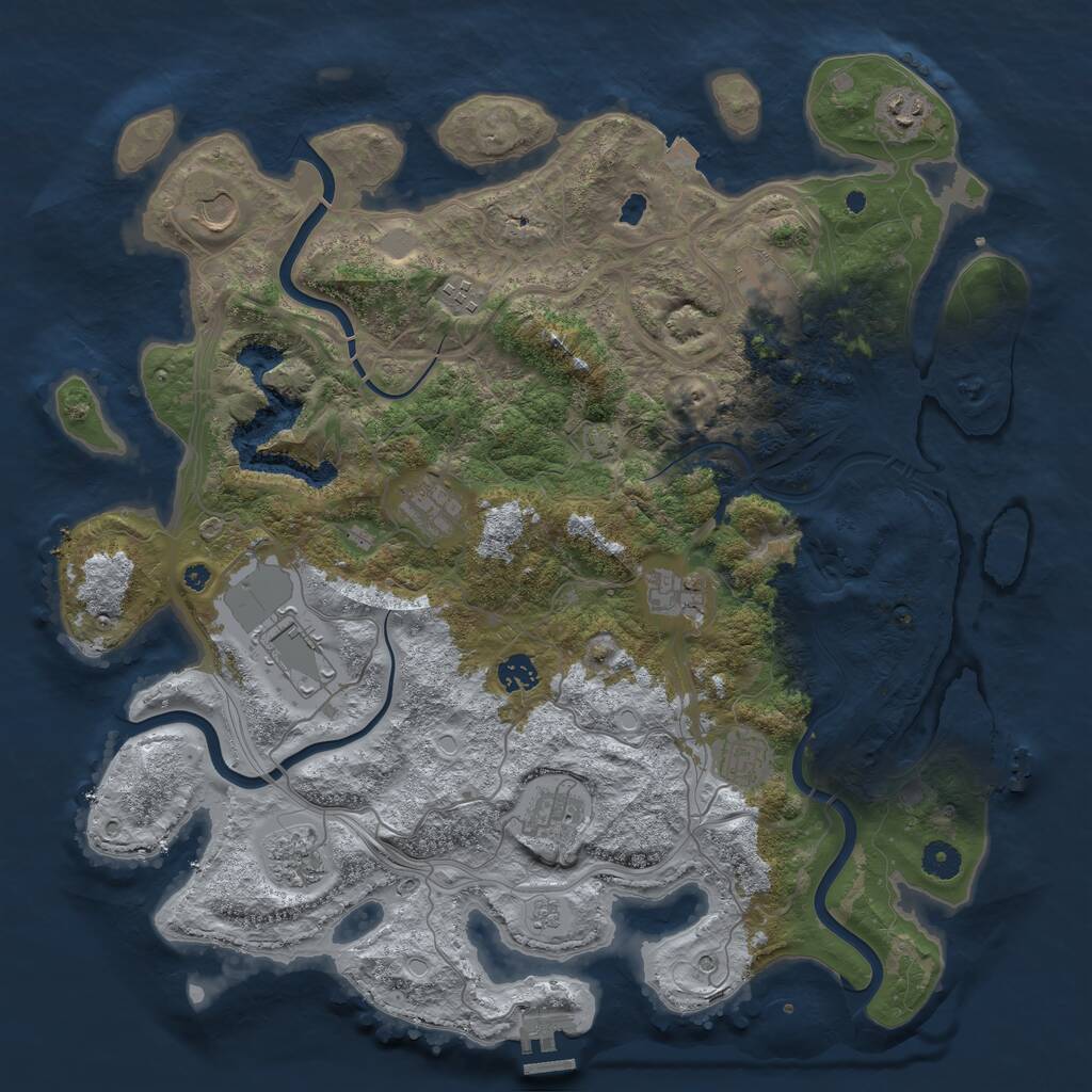 Rust Map: Procedural Map, Size: 4250, Seed: 580902195, 17 Monuments