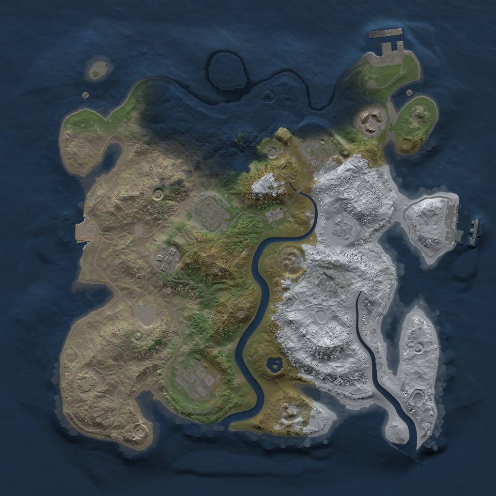 Rust Map: Procedural Map, Size: 3000, Seed: 357418, 11 Monuments