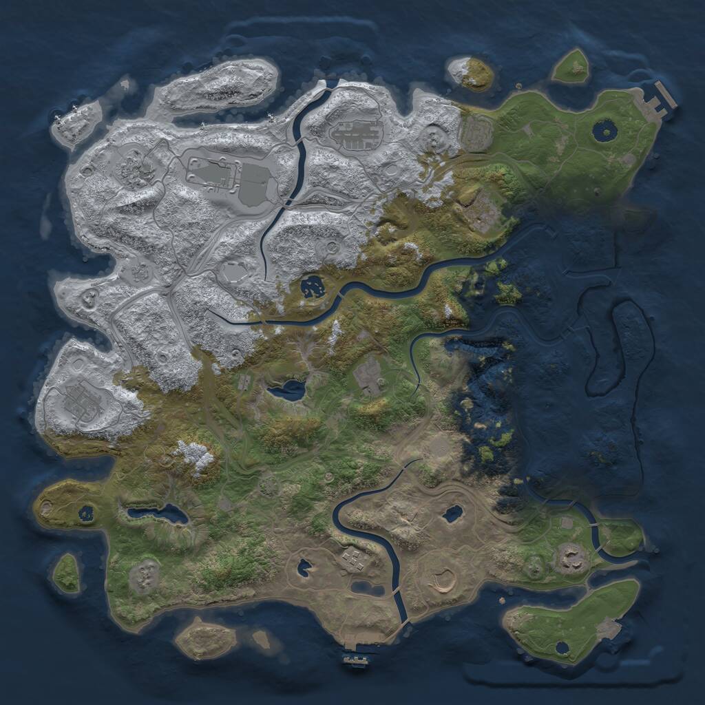 Rust Map: Procedural Map, Size: 4500, Seed: 446508357, 17 Monuments