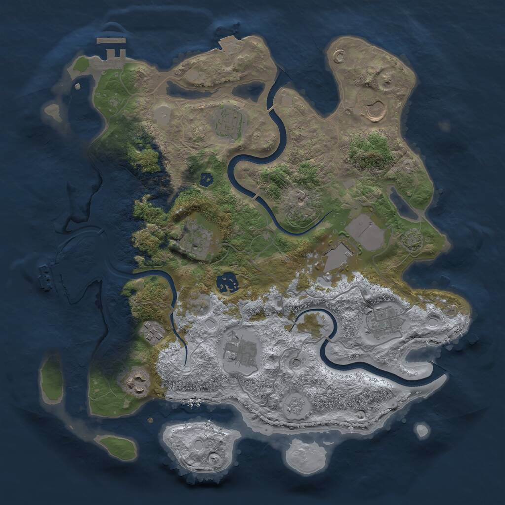 Rust Map: Procedural Map, Size: 3500, Seed: 917345, 15 Monuments
