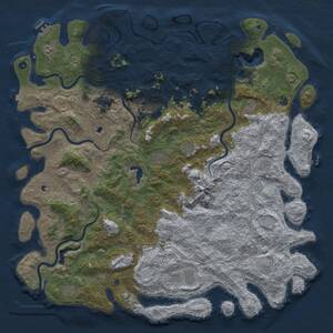 Thumbnail Rust Map: Procedural Map, Size: 6000, Seed: 56376584, 17 Monuments