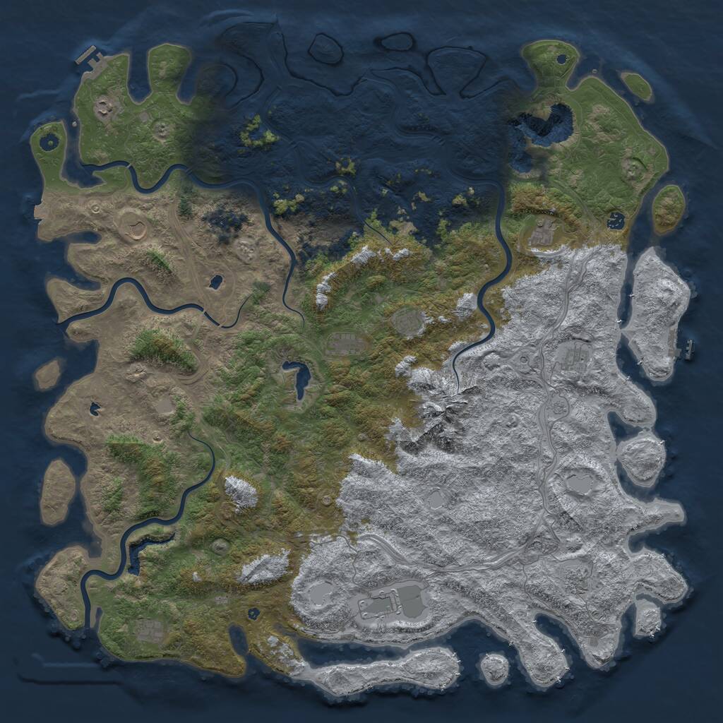 Rust Map: Procedural Map, Size: 6000, Seed: 56376584, 17 Monuments