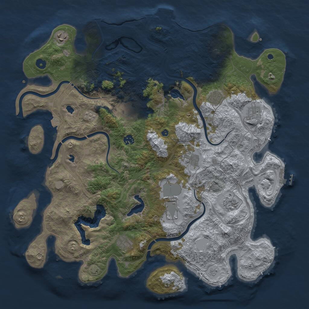 Rust Map: Procedural Map, Size: 4500, Seed: 6798345, 16 Monuments