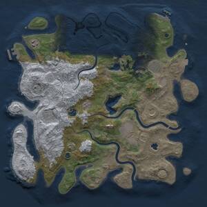 Thumbnail Rust Map: Procedural Map, Size: 4000, Seed: 53232512, 13 Monuments