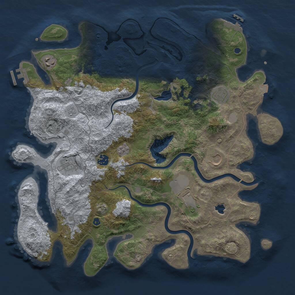 Rust Map: Procedural Map, Size: 4000, Seed: 53232512, 13 Monuments