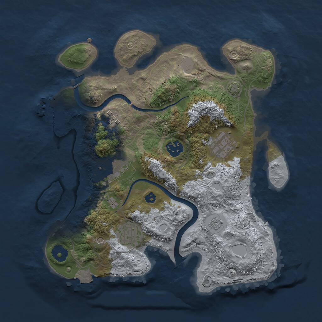 Rust Map: Procedural Map, Size: 3000, Seed: 17895, 10 Monuments
