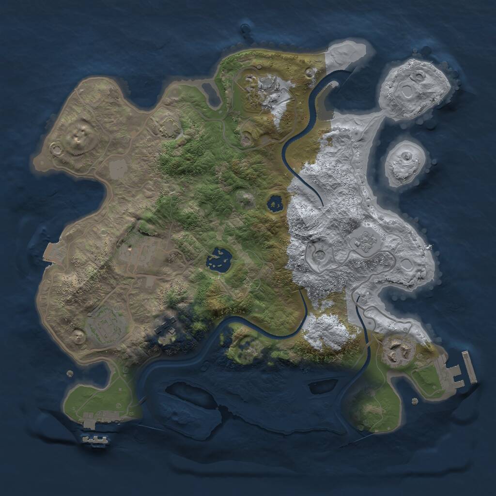 Rust Map: Procedural Map, Size: 3000, Seed: 3251, 12 Monuments