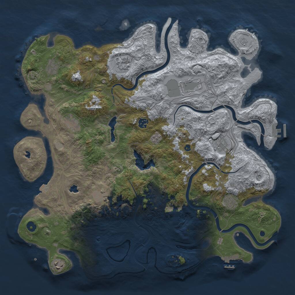 Rust Map: Procedural Map, Size: 4500, Seed: 623557159, 16 Monuments