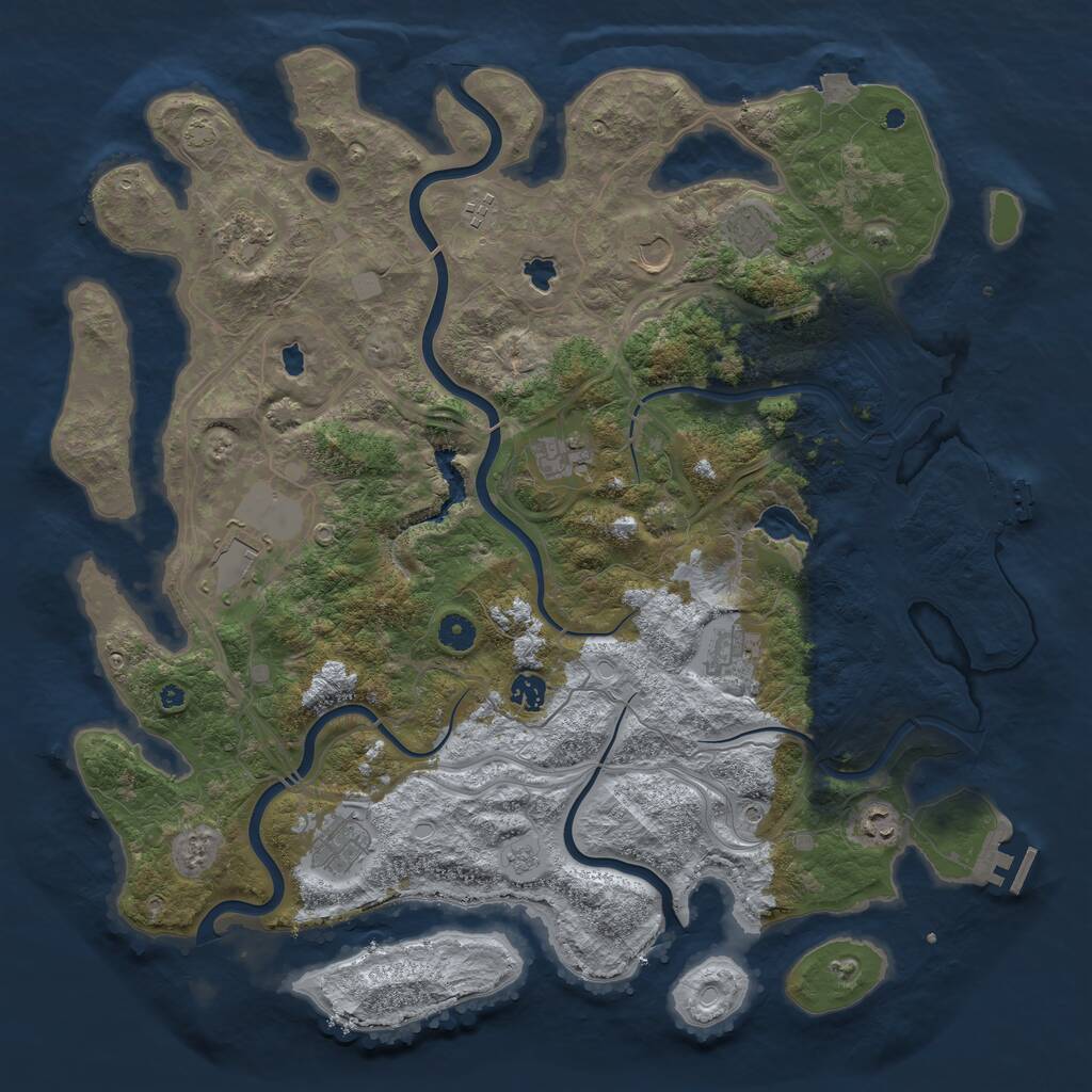 Rust Map: Procedural Map, Size: 4500, Seed: 19402356, 16 Monuments