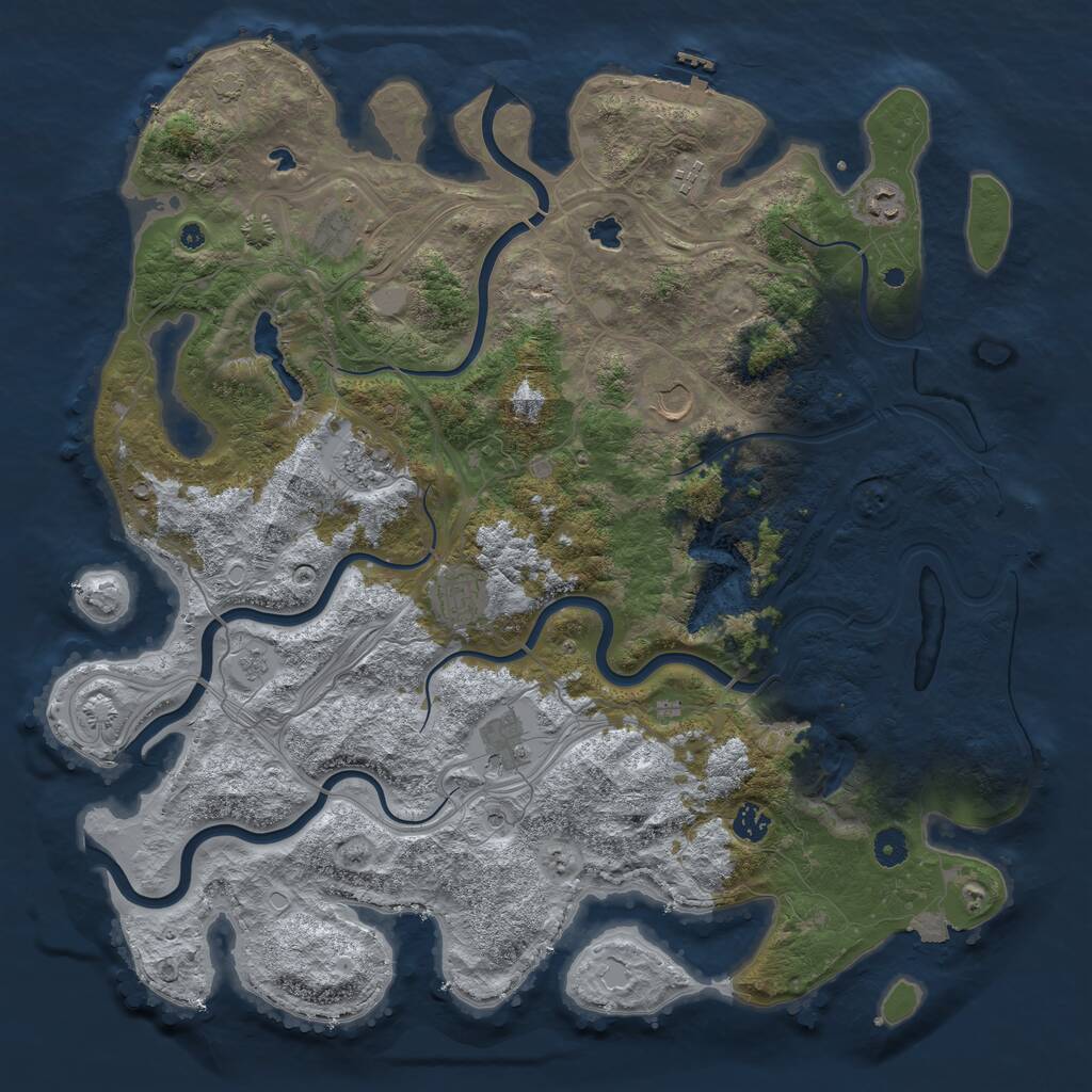 Rust Map: Procedural Map, Size: 4500, Seed: 1378972171, 14 Monuments