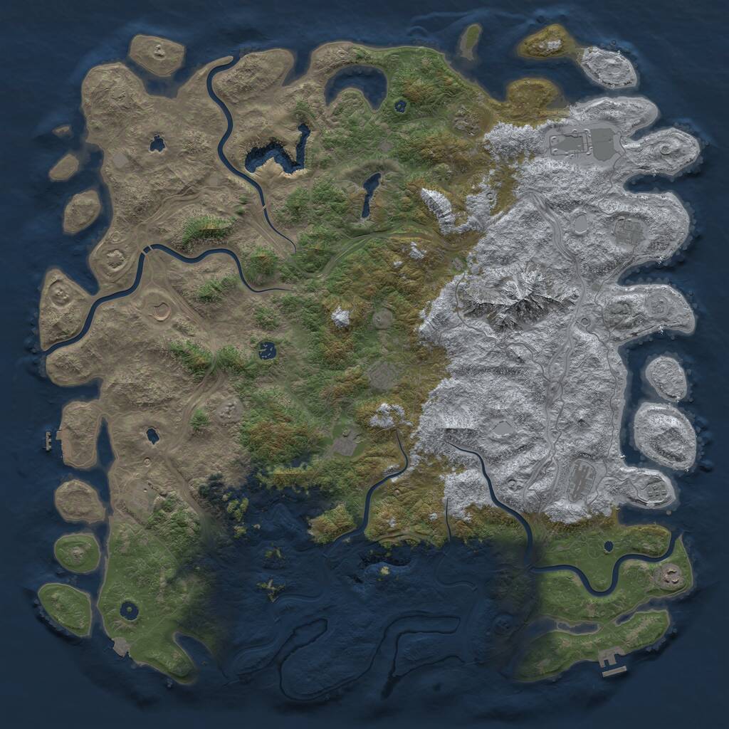 Rust Map: Procedural Map, Size: 6000, Seed: 1142787999, 17 Monuments