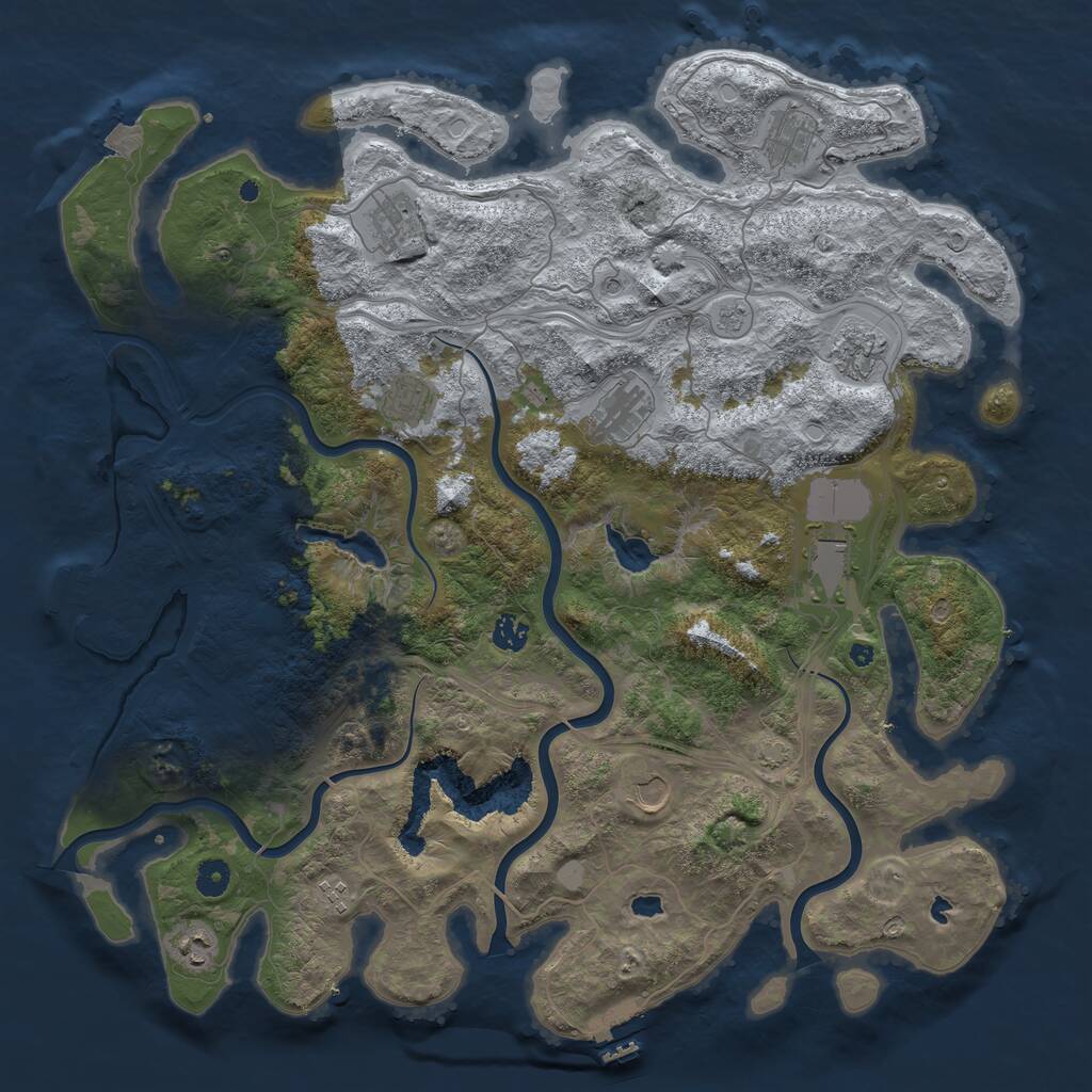 Rust Map: Procedural Map, Size: 4500, Seed: 74573, 16 Monuments