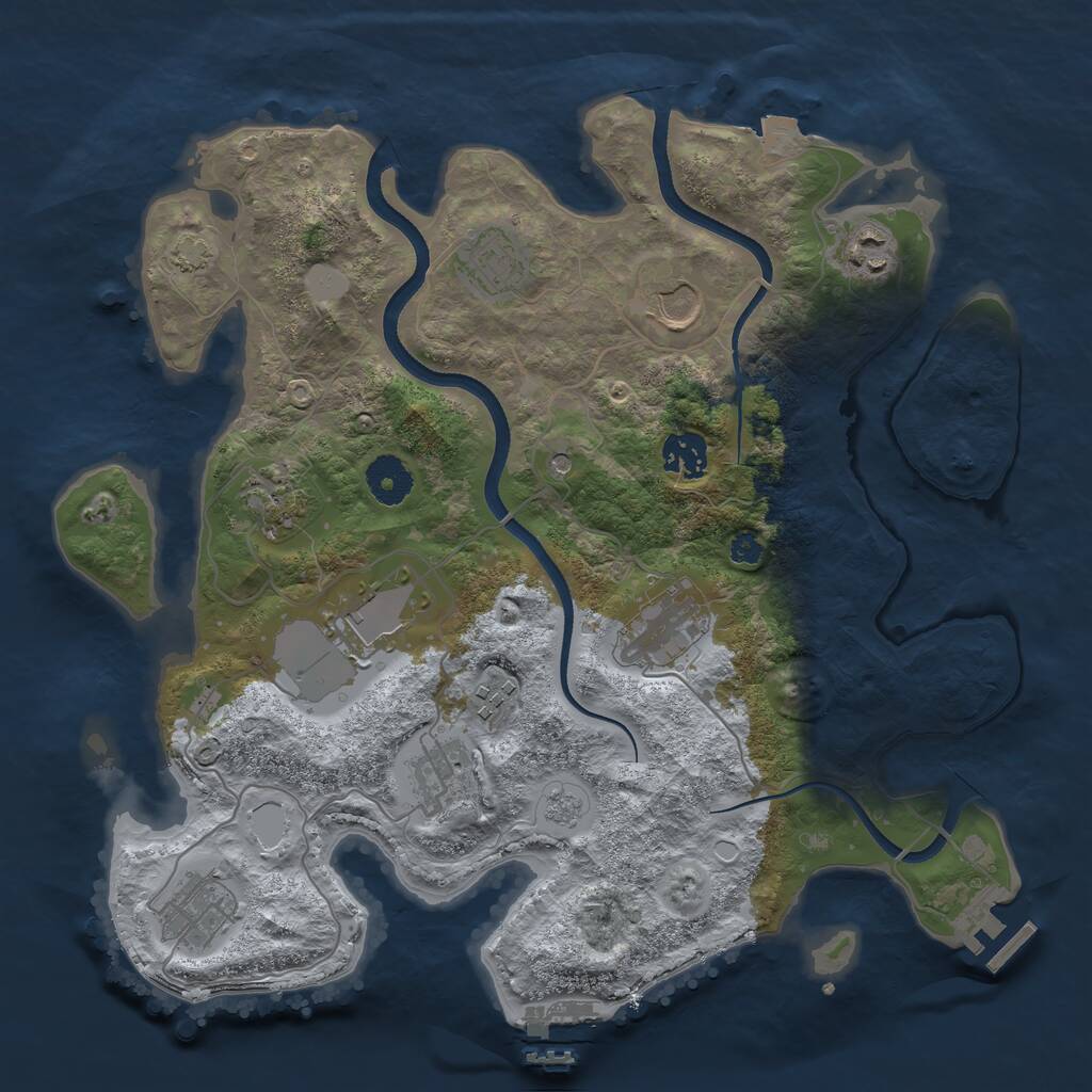 Rust Map: Procedural Map, Size: 3500, Seed: 300150, 16 Monuments