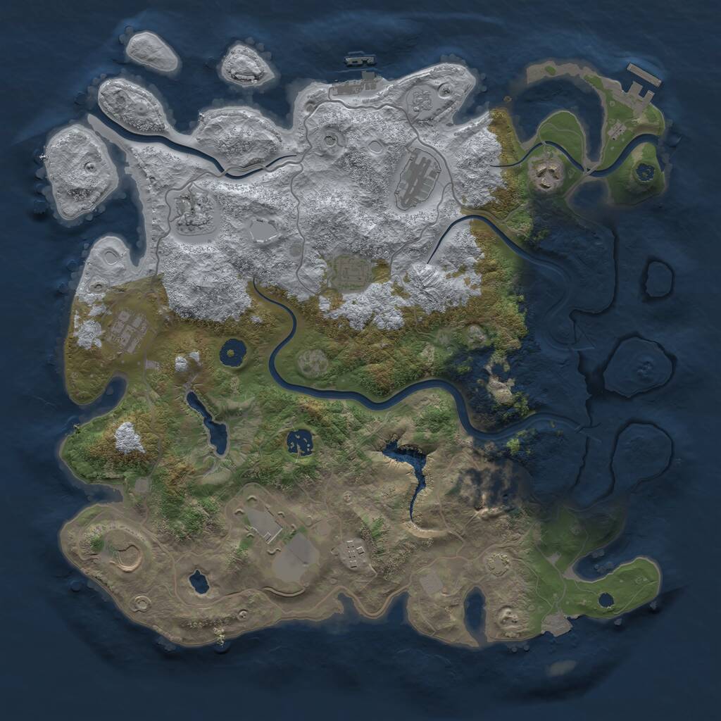 Rust Map: Procedural Map, Size: 4000, Seed: 9543, 16 Monuments