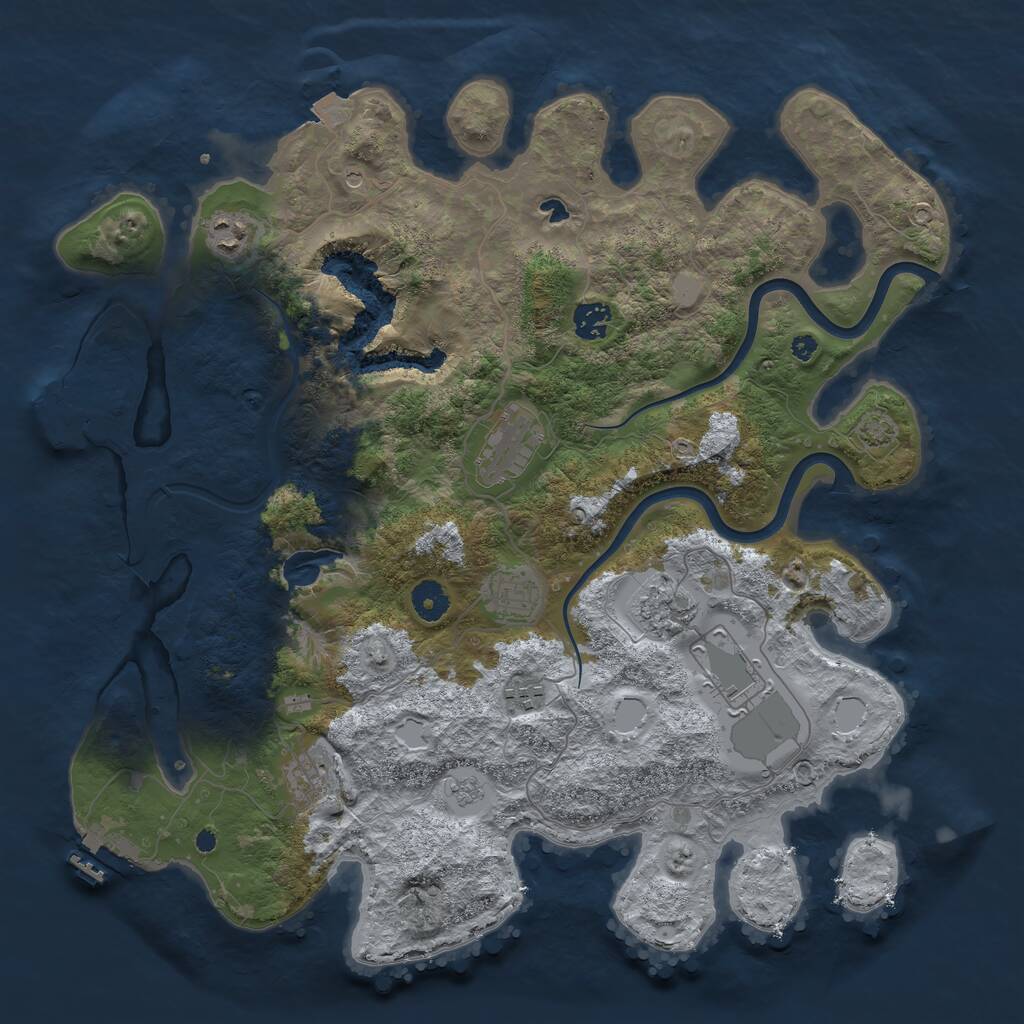 Rust Map: Procedural Map, Size: 4000, Seed: 3683909, 14 Monuments