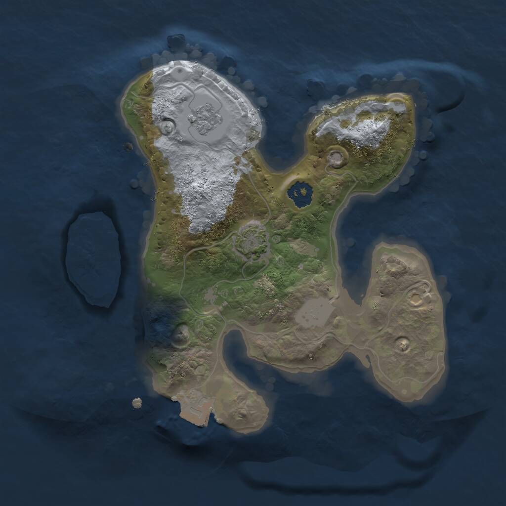 Rust Map: Procedural Map, Size: 2000, Seed: 17360, 3 Monuments