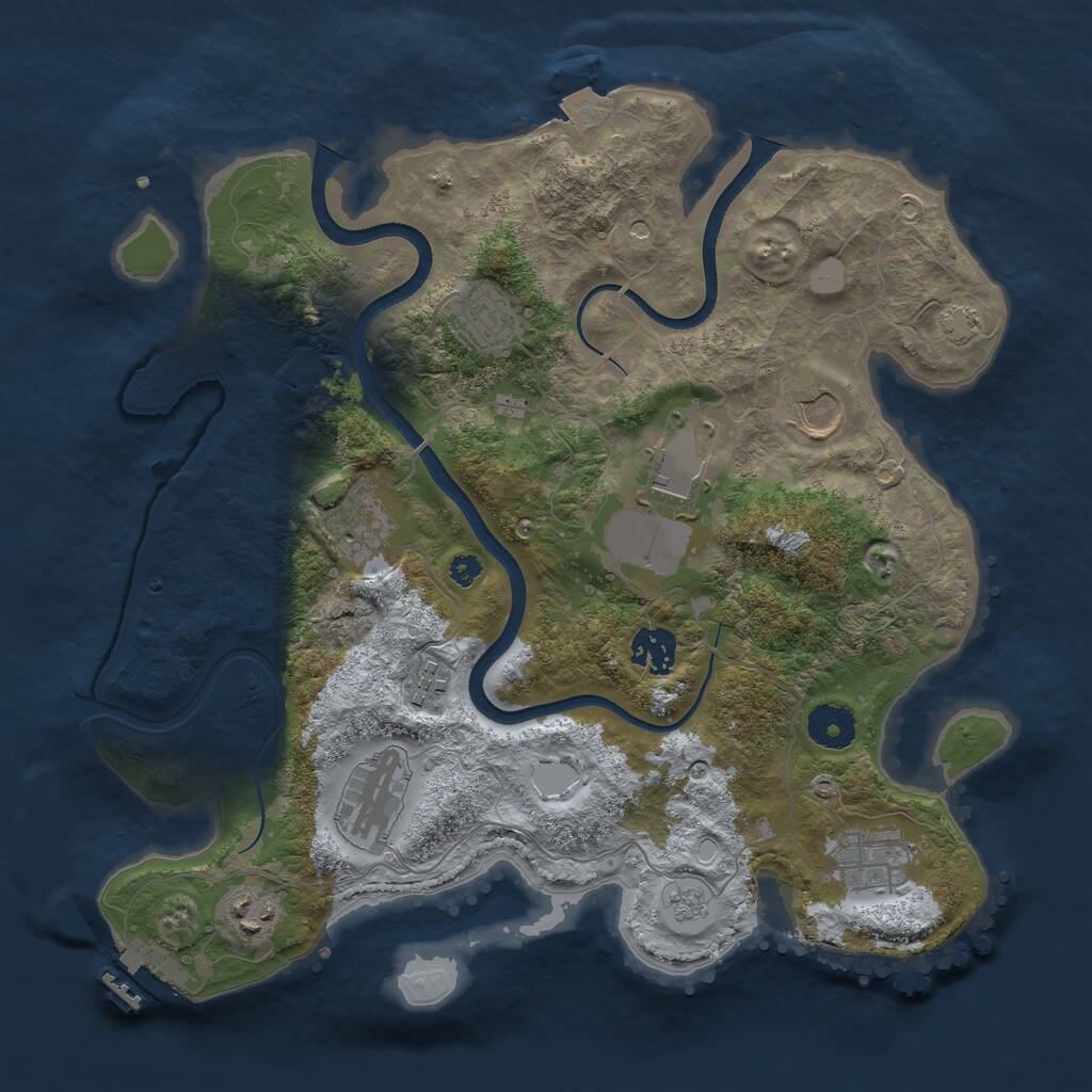 Rust Map: Procedural Map, Size: 3500, Seed: 1900421612, 14 Monuments