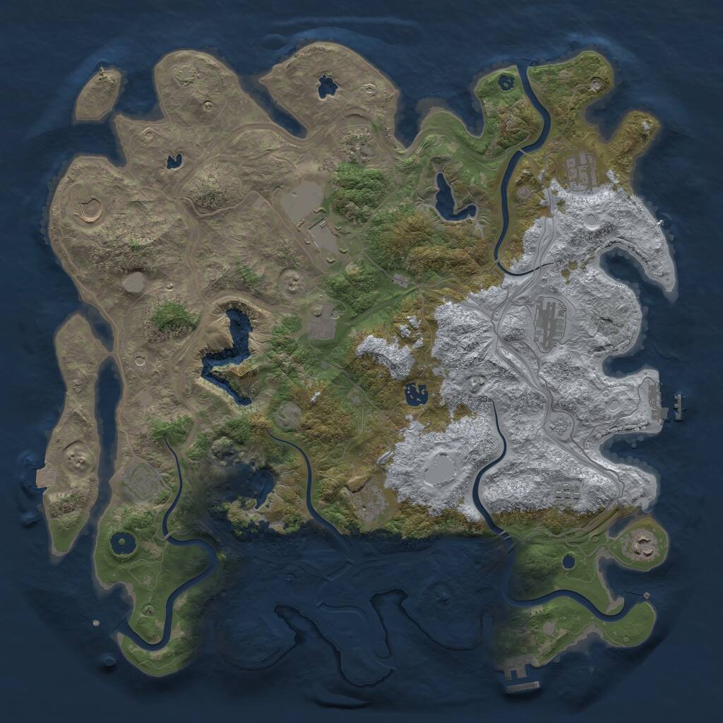 Rust Map: Procedural Map, Size: 4500, Seed: 905421398, 17 Monuments