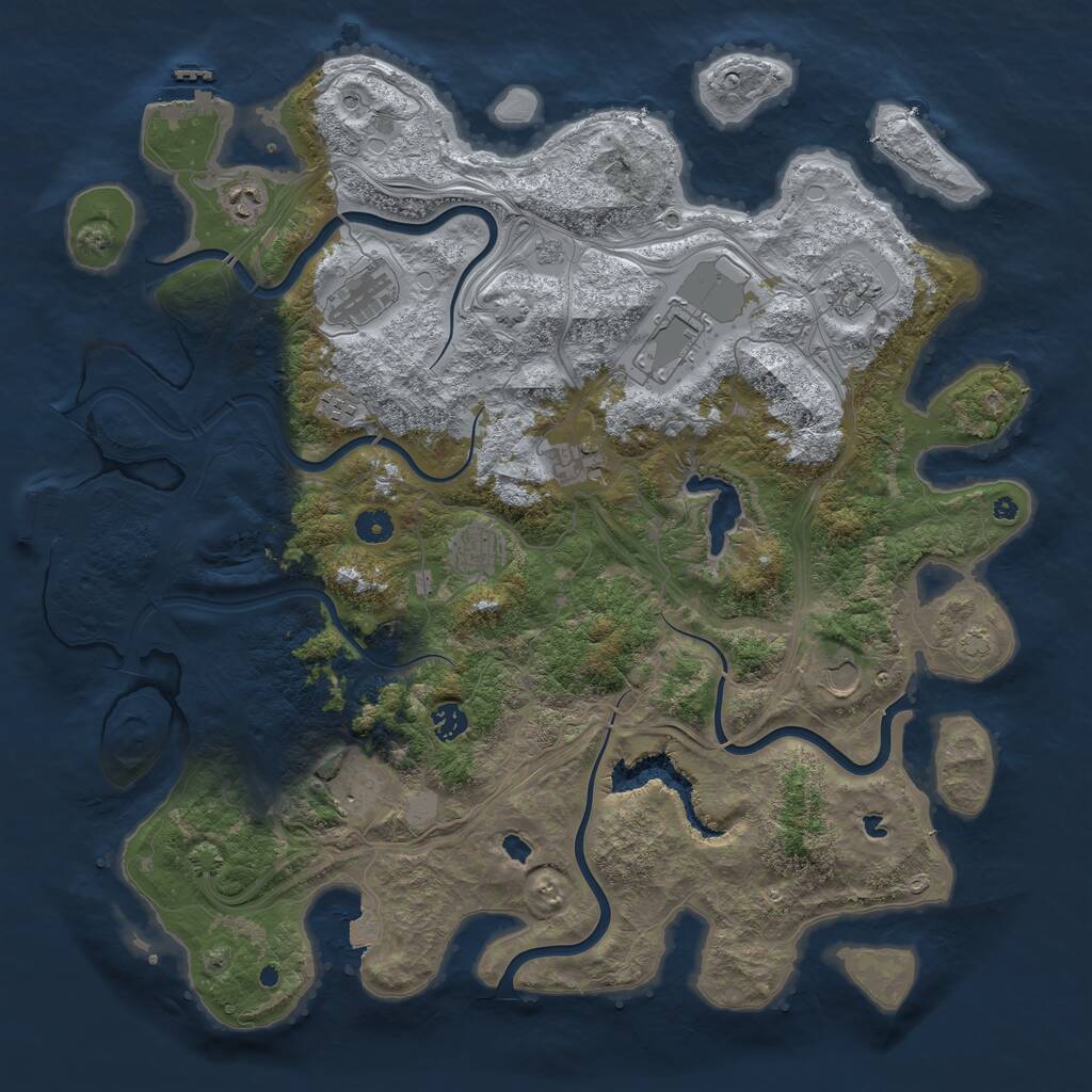 Rust Map: Procedural Map, Size: 4510, Seed: 1, 16 Monuments