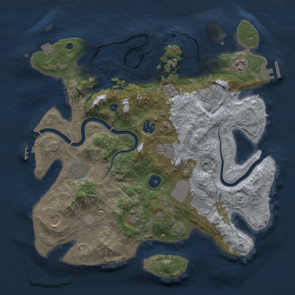 Rust Map: Procedural Map, Size: 3600, Seed: 1205973514, 15 Monuments